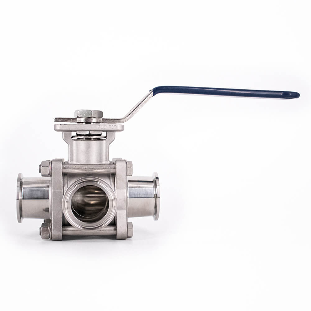 2" Stainless Steel 316L Three way L Type Clamp Connection Sanitary Ball valve 